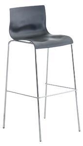Barová stolička Hoover ~ plast, kovové nohy chróm - Sivá