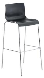 Barová stolička Hoover ~ plast, kovové nohy chróm - Čierna