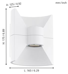 Eglo 93367 -LED Vonkajšie nástenné svietidlo REDONDO Biela 2xLED-SMD/2,5W/230V IP44