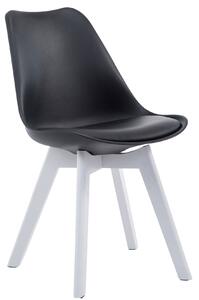 Stolička Borne V2 plast / koženka drevené nohy biele - Čierna
