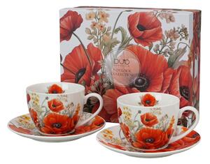 Porcelánová šálka s podšálkou Poppies 270 ml sada 2ks