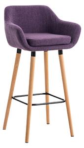 Barová stolička Grant ~ látka, drevené nohy natura - Fialová