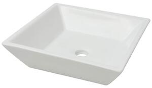 Štvorcové keramické umývadlo, biele, 41.5x41.5x12 cm