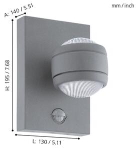 Eglo 96019 - LED vonkajšie nástenné svietidlo s čidlom SESIMBA 1 2xLED/3,7W IP44