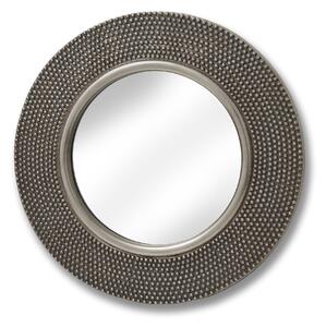 Estila Glamour nástenné okrúhle kovové zrkadlo Alora s 3D plastickým bodkovaným dekorom so širokým rámom v striebornej farbe 80 cm
