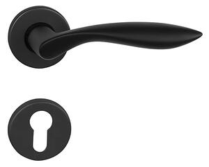 Dverové kovanie MP Claudia - R (BS - Čierna matná), kľučka-kľučka, Bez spodnej rozety, MP BS (čierna mat)