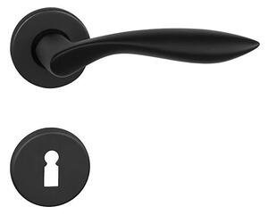 Dverové kovanie MP Claudia - R (BS - Čierna matná), kľučka-kľučka, Otvor pre obyčajný kľúč BB, MP BS (čierna mat)