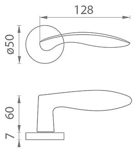 Dverové kovanie MP Claudia - R (BS - Čierna matná), kľučka ľavá / guľa, Otvor na cylindrickú vložku PZ, MP BS (čierna mat)