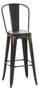 Kovová barová stolička v industriálnom štýle Aiden - Čierno-zlatá antik