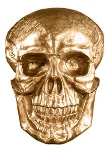 Estila Glamour nástenná dekorácia Skull v tvare realistickej zlatej lebky z kovu s lesklým povrchom 40 cm