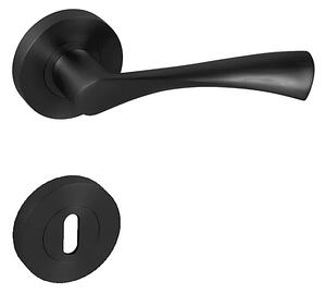 Dverové kovanie MP Spirit R (BS - Čierna matná), kľučka-kľučka, WC kľúč, MP BS (čierna mat)