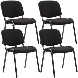 4x Stohovateľná konferenčná stolička Ken látka - Čierna