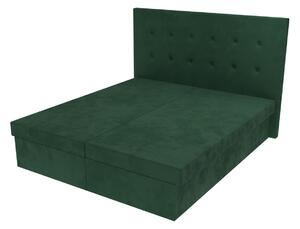 Tmavo zelená posteľ Lea s čelom s gombíkmi 160 x 200 cm
