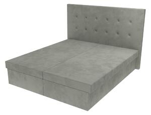 Svetlo šedá posteľ Lea s čelom s gombíkmi 160 x 200 cm