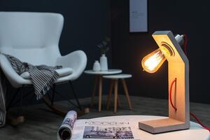 Estila Moderná industriálna stolná lampa Cement Structure so sivou atypickou nohou s betónovým dizajnom a odhalenou žiarovkou 30 cm