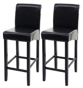 Barová stolička Lance (SET 2 ks) ~ drevené nohy tmavé - Čierna