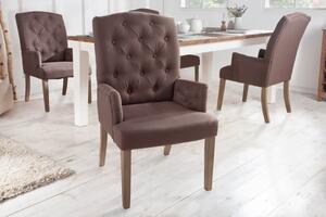 Estila Chesterfield čalúnená stolička Silloth v hnedej farbe s podrúčkami 104cm