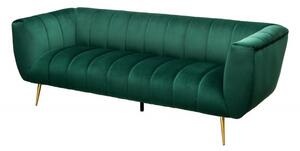Estila Art-deco zamatová sedačka Vermont v zelenom prešívanom poťahu 225cm