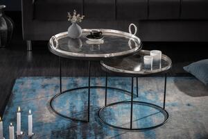 Estila Moderný set dvoch okrúhlych príručných stolíkov Elements z kovu 62cm