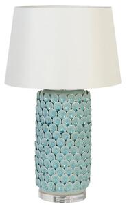 Estila Art-deco porcelánová stolná lampa Azotea v tyrkysovom odtieni s textilným tienidlom 70cm