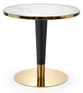 Halmar MORATA stôl okrúhly, biely mramor/čierny/zlatý - NA SKLADE!