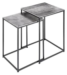 Estila Moderný sivý set príručných stolíkov Elements so štvorcovou doskou a čiernou konštrukciou z kovu 40cm