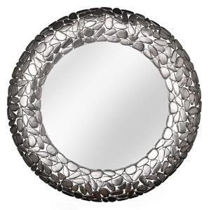 Art-deco kruhové nástenné zrkadlo Riverstone v striebornej farbe 82cm