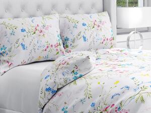 Biante Bavlnené posteľné obliečky Sandra SA-453 Modro-ružové kvety na bielom Jednolôžko 140x200 a 70x90 cm