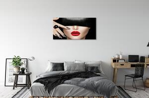 Obraz canvas Žena rany červené pery 100x50 cm