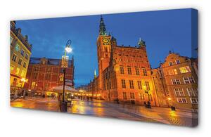 Obraz na plátne Gdańsk Staré Mesto v noci kostol 100x50 cm