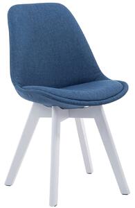 Stolička Borne V2 látka, drevené nohy biele - Modrá