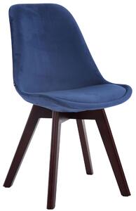 Stolička Borne V2 ~ zamat, drevené nohy orech - Modrá