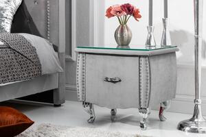 Estila Moderný luxusný nočný stolík Caledonia v striebornej farbe 45cm