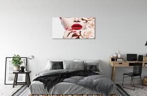 Obraz canvas Ruže červené pery žena 100x50 cm