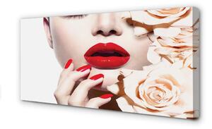 Obraz canvas Ruže červené pery žena 100x50 cm