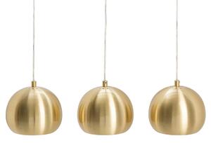 Estila Dizajnová moderná závesná lampa Amaris s obdĺžnikovou krytinou a tromi okrúhlymi tienidlami zlatá 65 cm