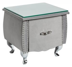 Estila Moderný luxusný nočný stolík Caledonia v striebornej farbe 45cm