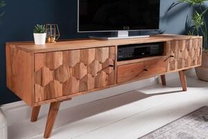 Estila Dizajnový televízny stolík Mozaika akácia z masívu 140cm