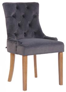 Jedálenská stolička Aberdeen ~ zamat, drevené nohy antik svetlé - Tmavo sivá