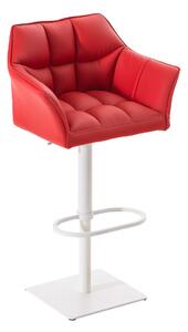 Barová stolička Damas W1 ~ koženka, biely rám - Červená