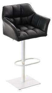 Barová stolička Damas W1 ~ koženka, biely rám - Čierna
