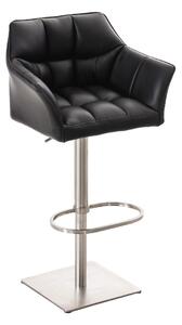 Barová stolička Damas E1 ~ koženka, nerezový rám - Čierna