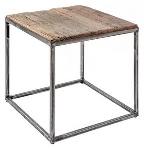 Estila Industriálny príručný stolík Cobra 40cm z teakového dreva