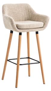 Barová stolička Grant ~ látka, drevené nohy natura - Krémová