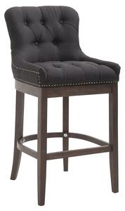 Barová stolička Buckingham látka, drevené nohy tmavá antik - Čierna