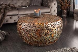 Estila Industriálny okrúhly konferenčný stolík Riverstone z kovu medenej farby 72cm