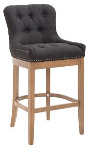 Barová stolička Buckingham látka, drevené nohy svetlá antik - Čierna