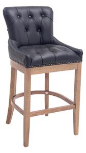 Barová stolička Buckingham ~ koža, drevené nohy svetlá antik - Čierna