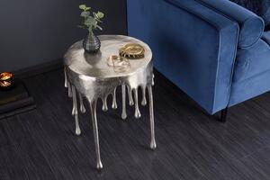 Estila Art-deco jedinečný príručný stolík Bellair v striebornej farbe okrúhleho tvaru 37cm
