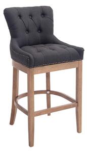 Barová stolička Buckingham látka, drevené nohy svetlá antik - Tmavo sivá